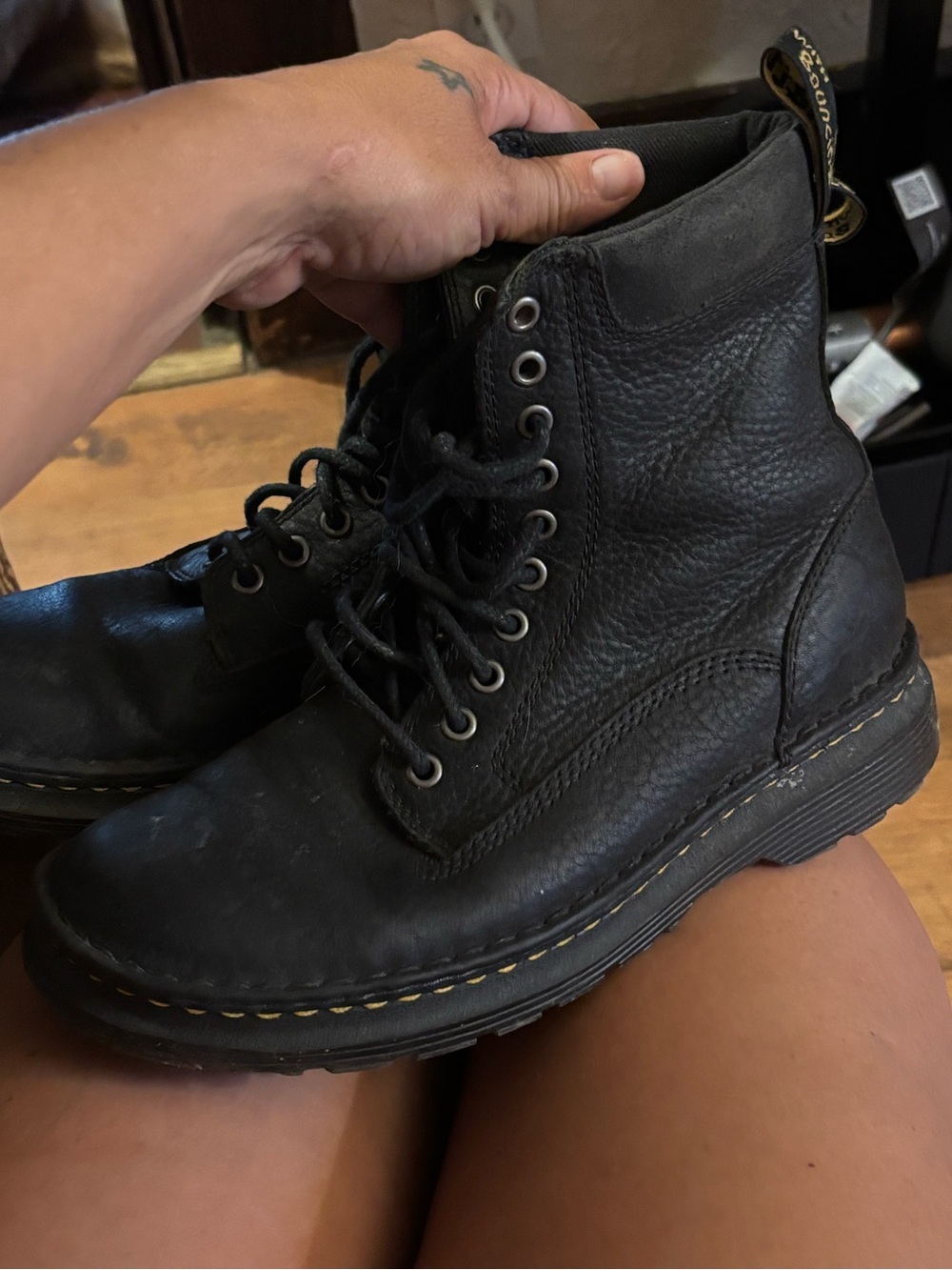 Dr. Martens Black Leather Lace-Up Combat Boots